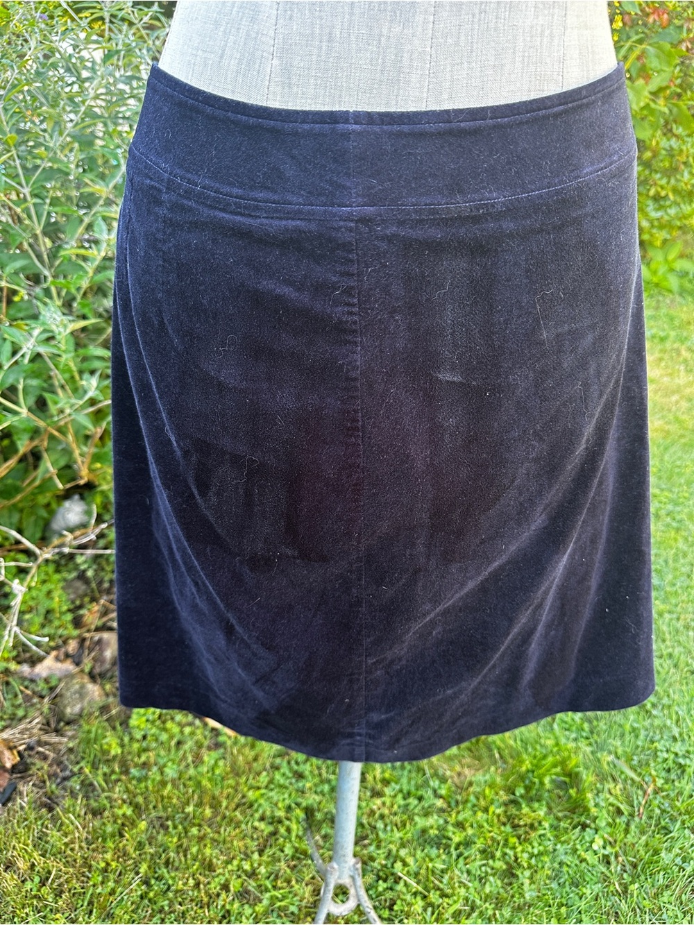 Classic Navy blue Velvet feel cotton A-Line Skirt